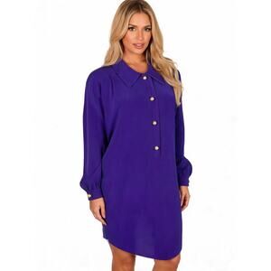 Vintage 1970s Lilli Ann Purple Shirt Dress – Union Made – Size XL Equivalent